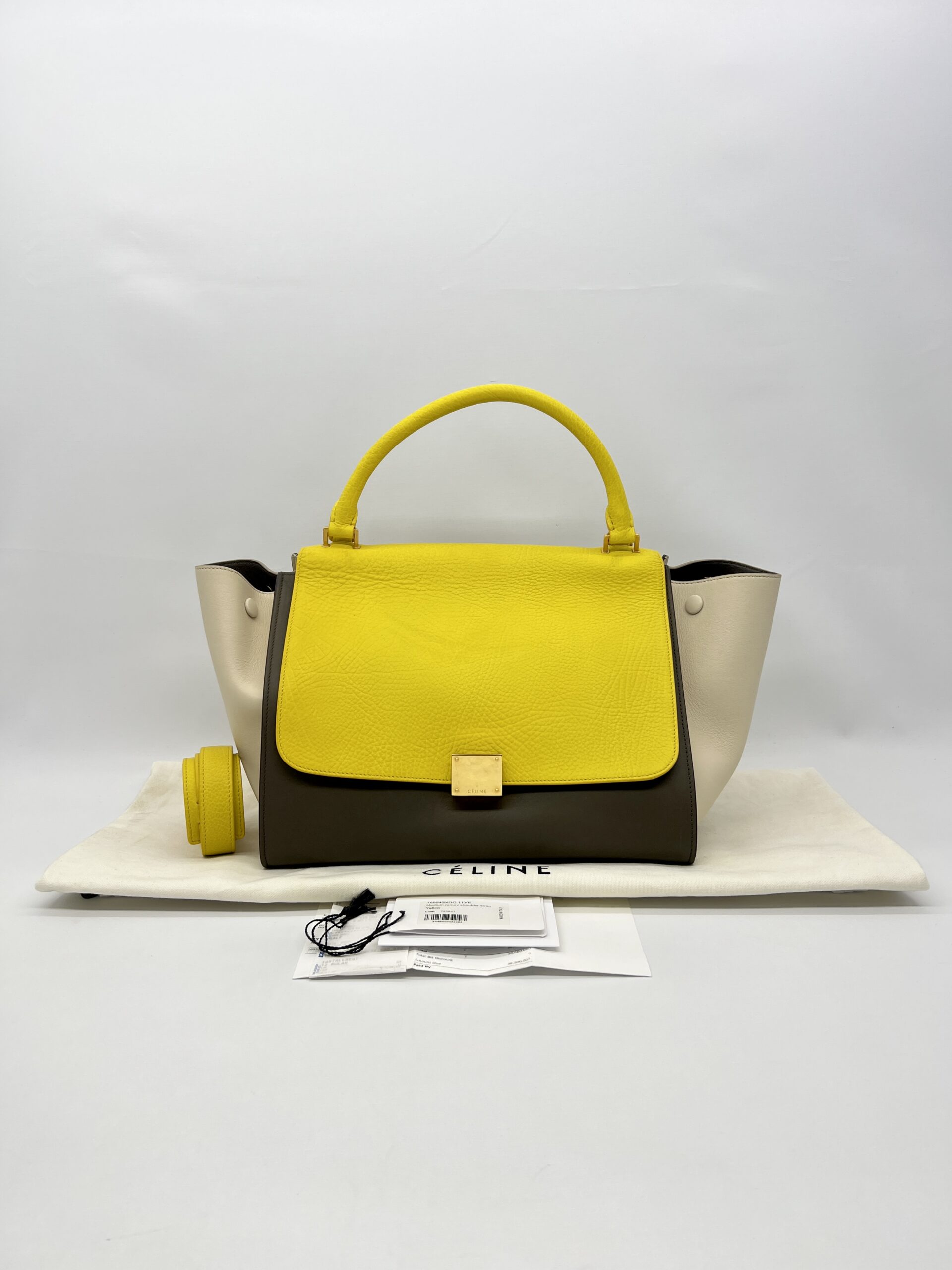 Celine Trapeze Medium Yellow Beige GHW