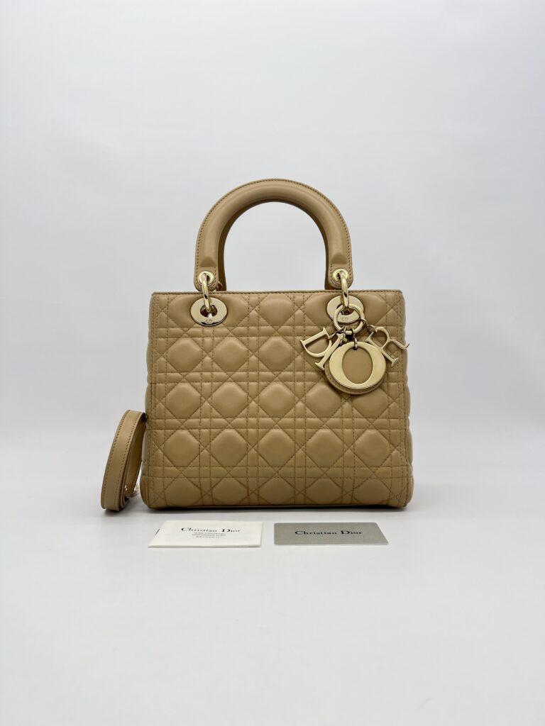 Dior Lady Dior Medium Dark Beige GHW