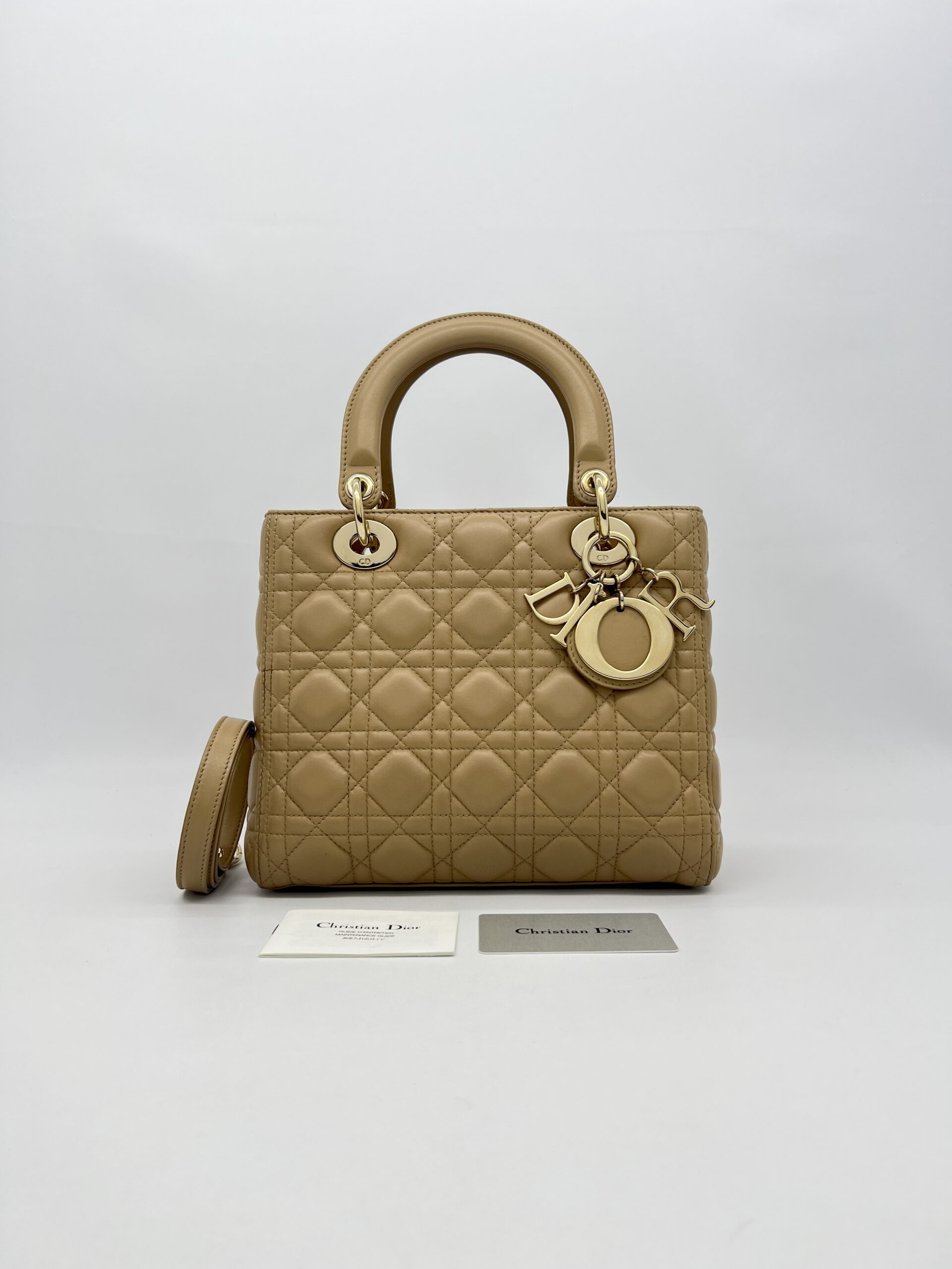 Dior Lady Dior Medium Dark Beige GHW