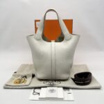 Hermes Picotin 18 Clemence Gris Pale GHW