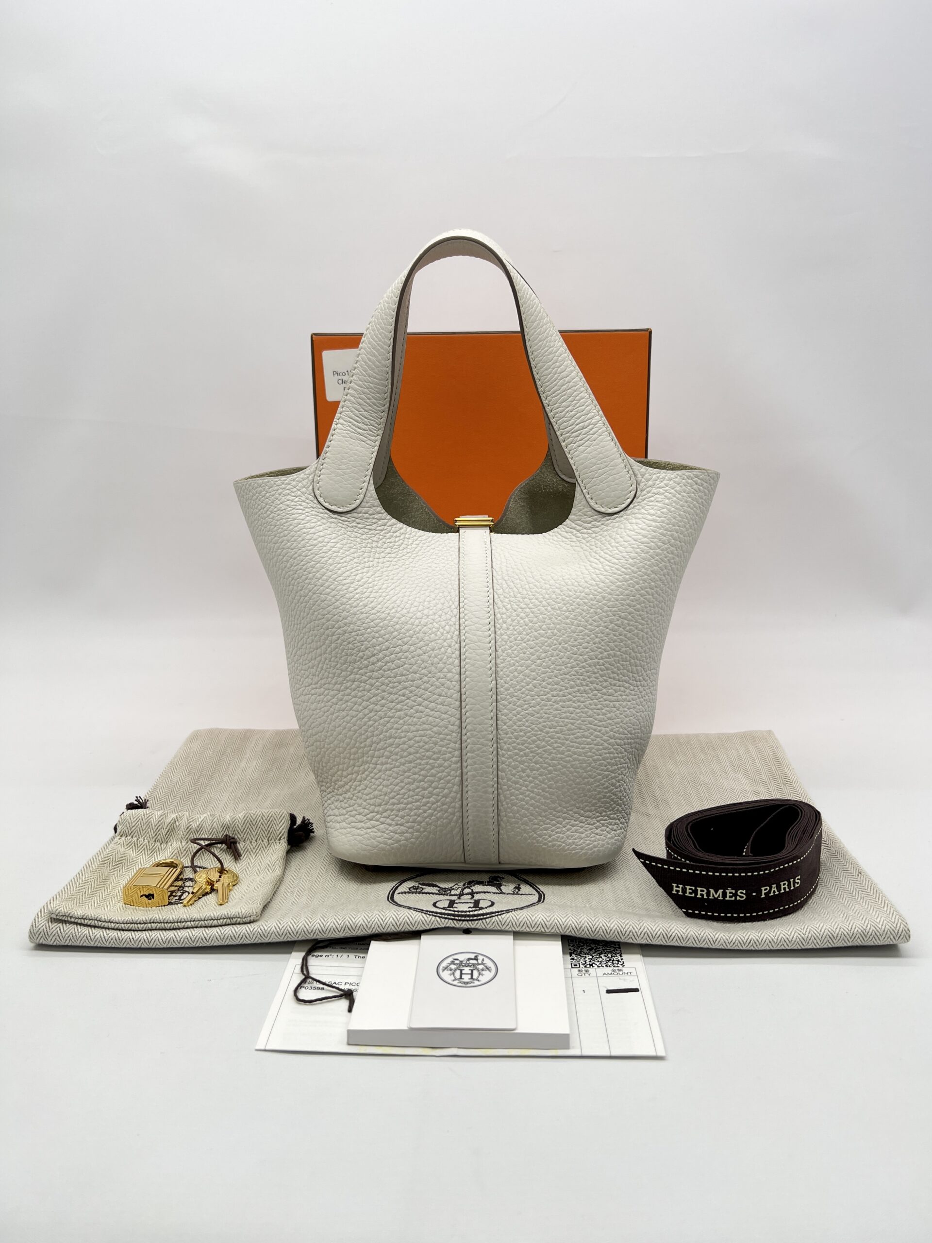 Hermes Picotin 18 Clemence Gris Pale GHW