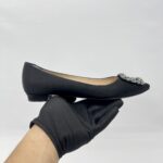 Manolo Blahnik Hangisi Flat Satin Black