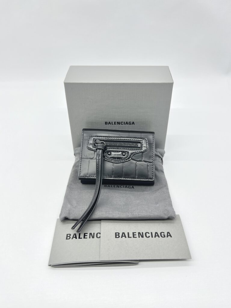 Balenciaga Neo Classic Trifold Croco Embossed Black SHW