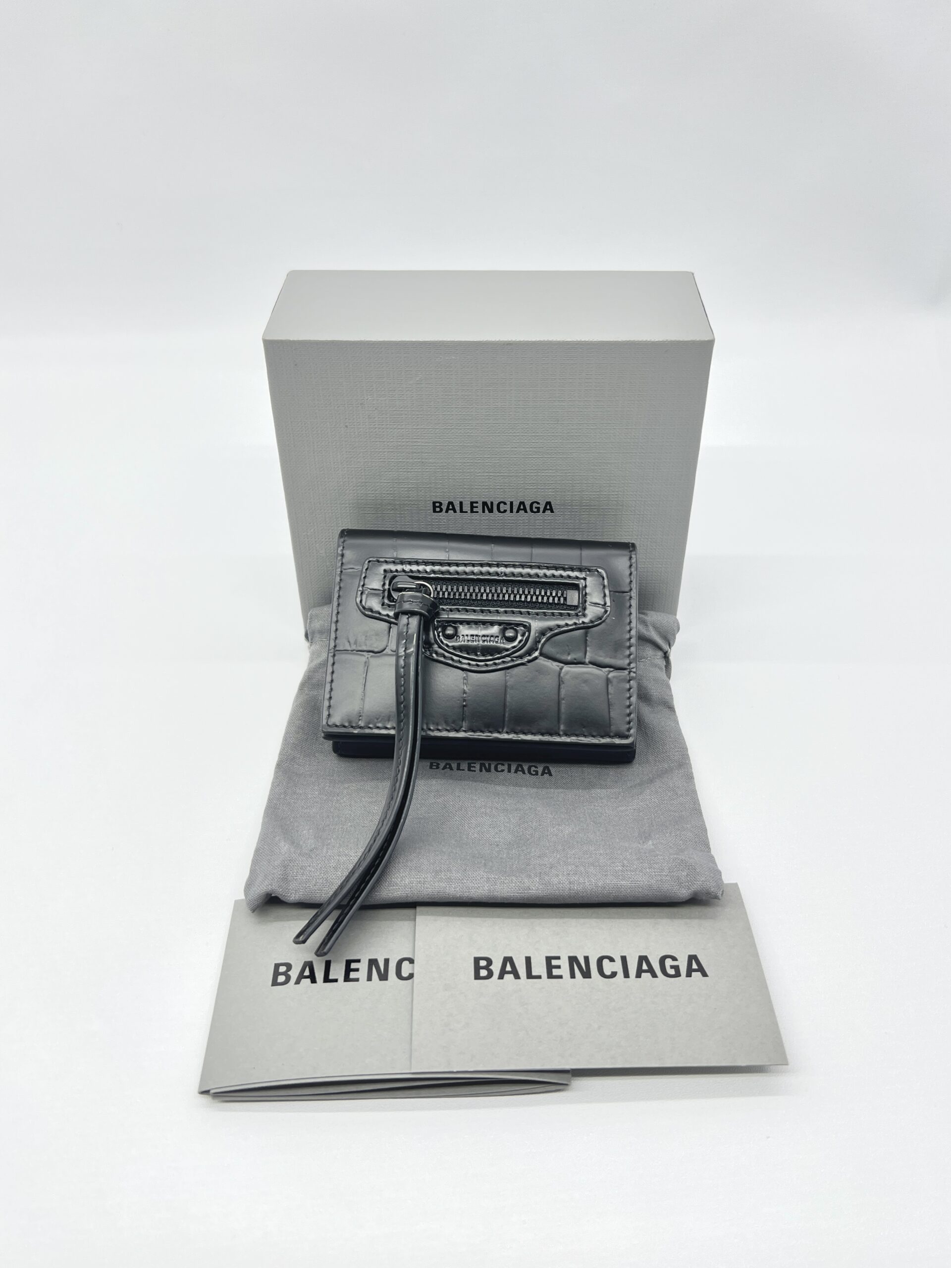 Balenciaga Neo Classic Trifold Croco Embossed Black SHW