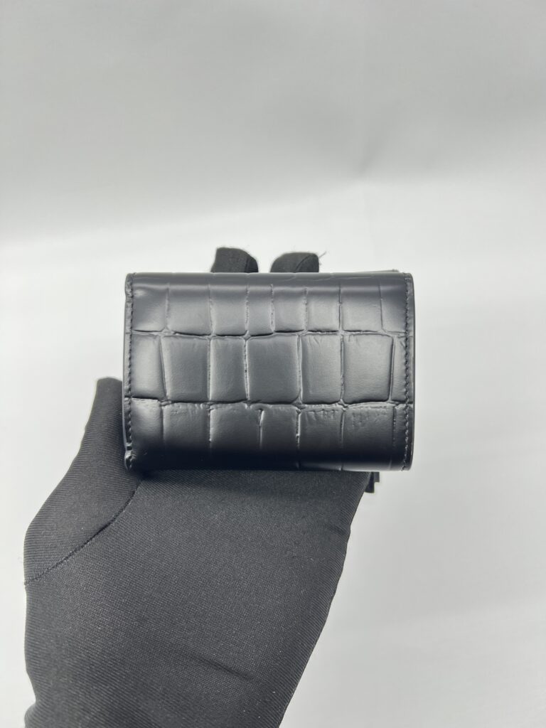 Balenciaga Neo Classic Trifold Croco Embossed Black SHW