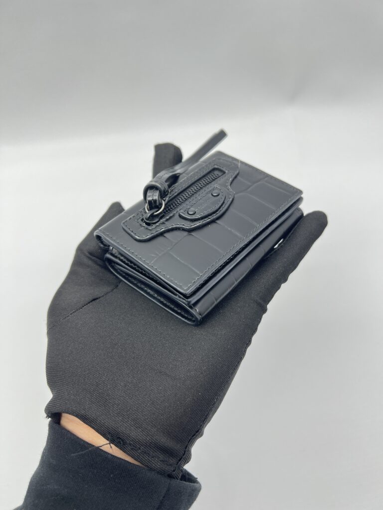 Balenciaga Neo Classic Trifold Croco Embossed Black SHW