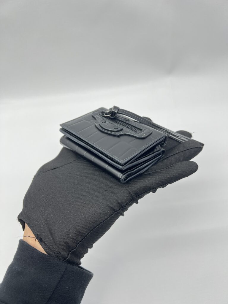 Balenciaga Neo Classic Trifold Croco Embossed Black SHW