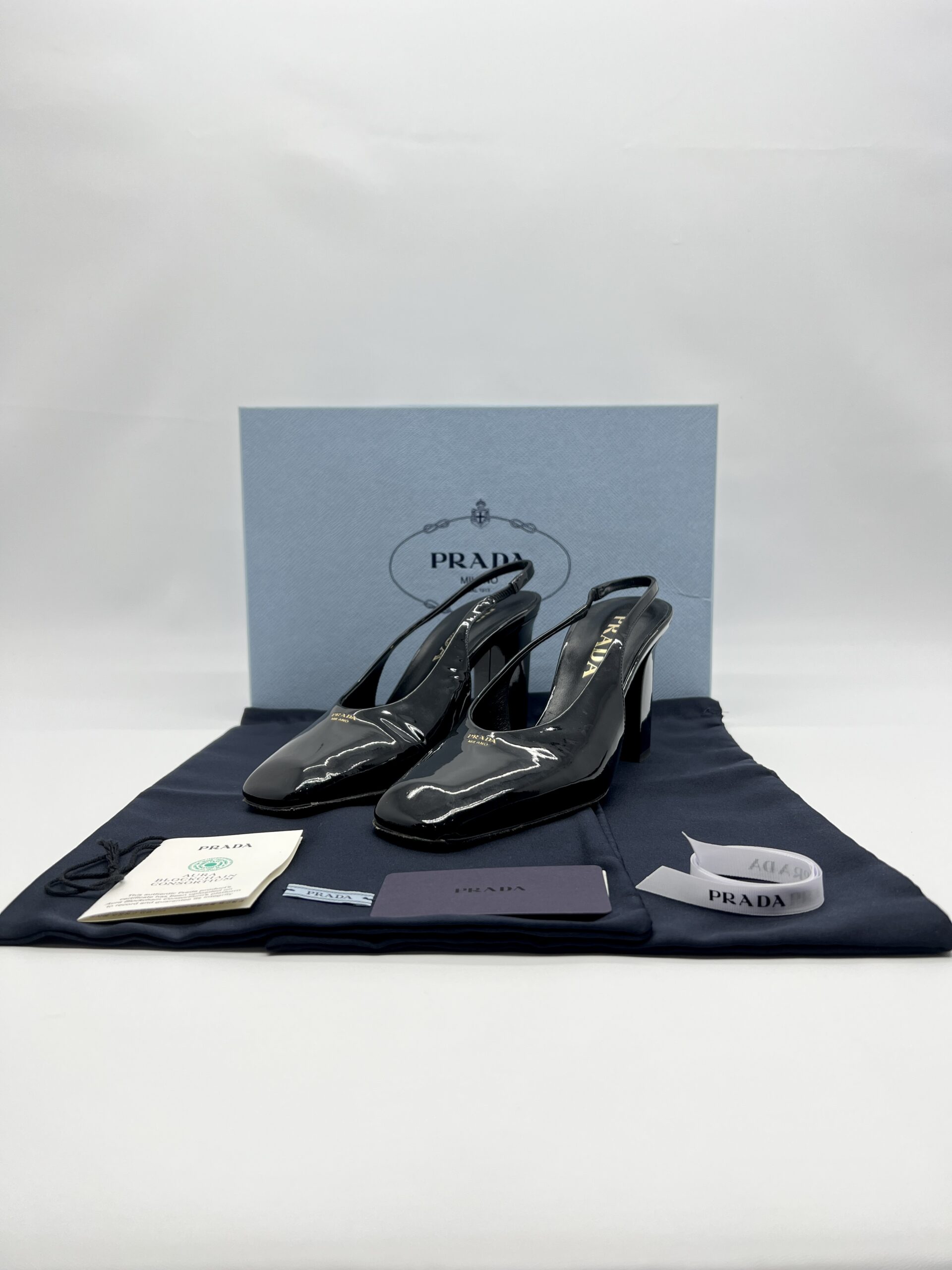 Prada Slingback Pumps Patent Black