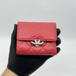Chanel Trifold Wallet Mini Caviar Red SHW