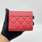 Chanel Trifold Wallet Mini Caviar Red SHW
