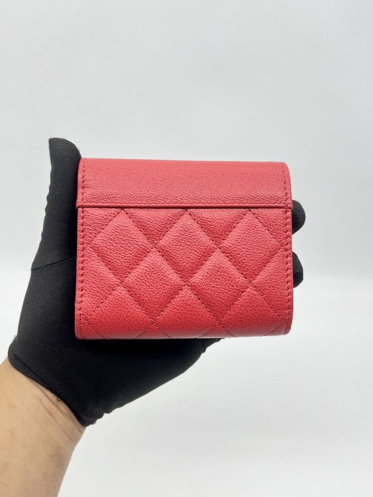 Chanel Trifold Wallet Mini Caviar Red SHW