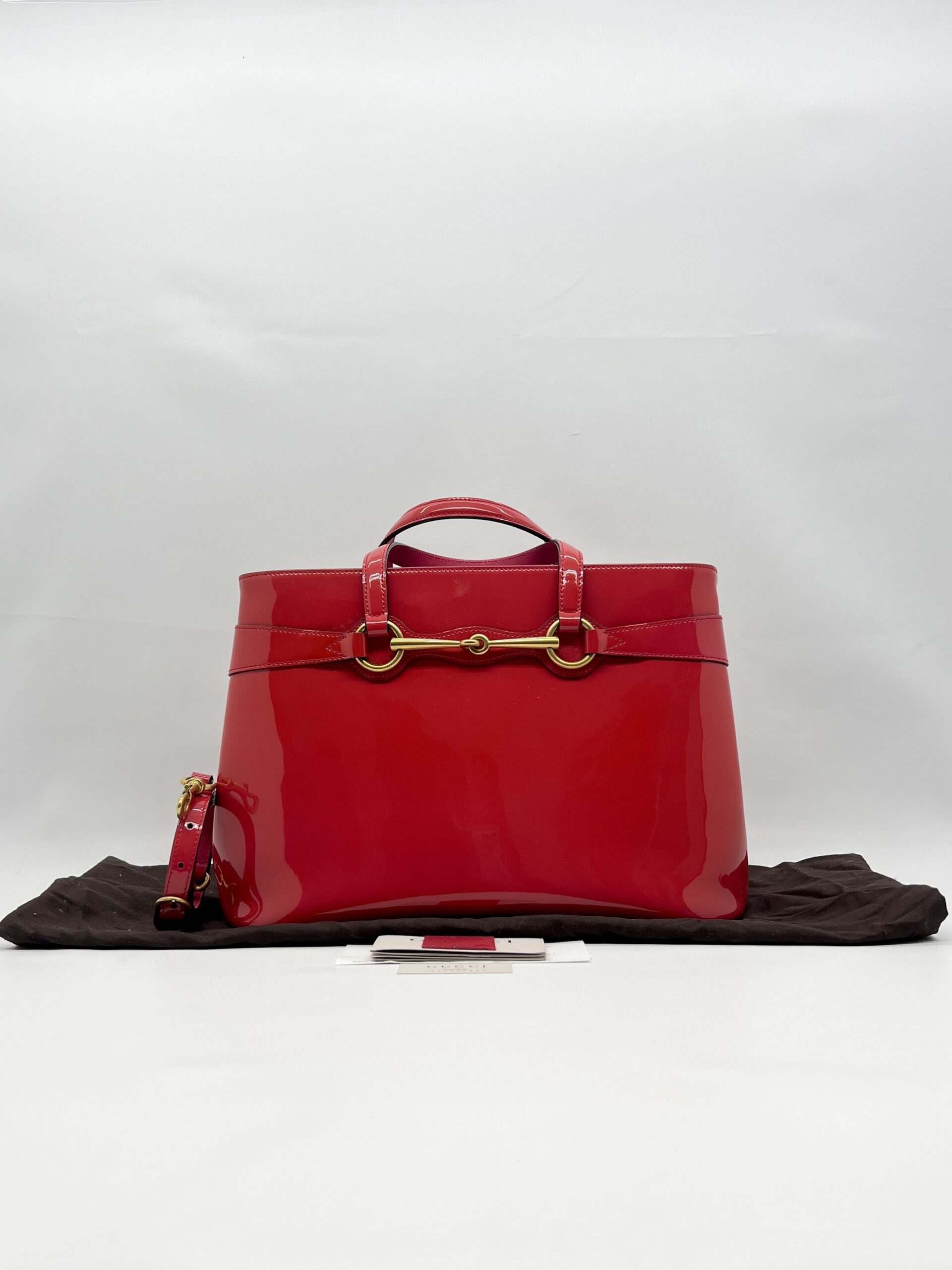 Gucci Horsebit Bright Bit Tote Vernis Red GHW