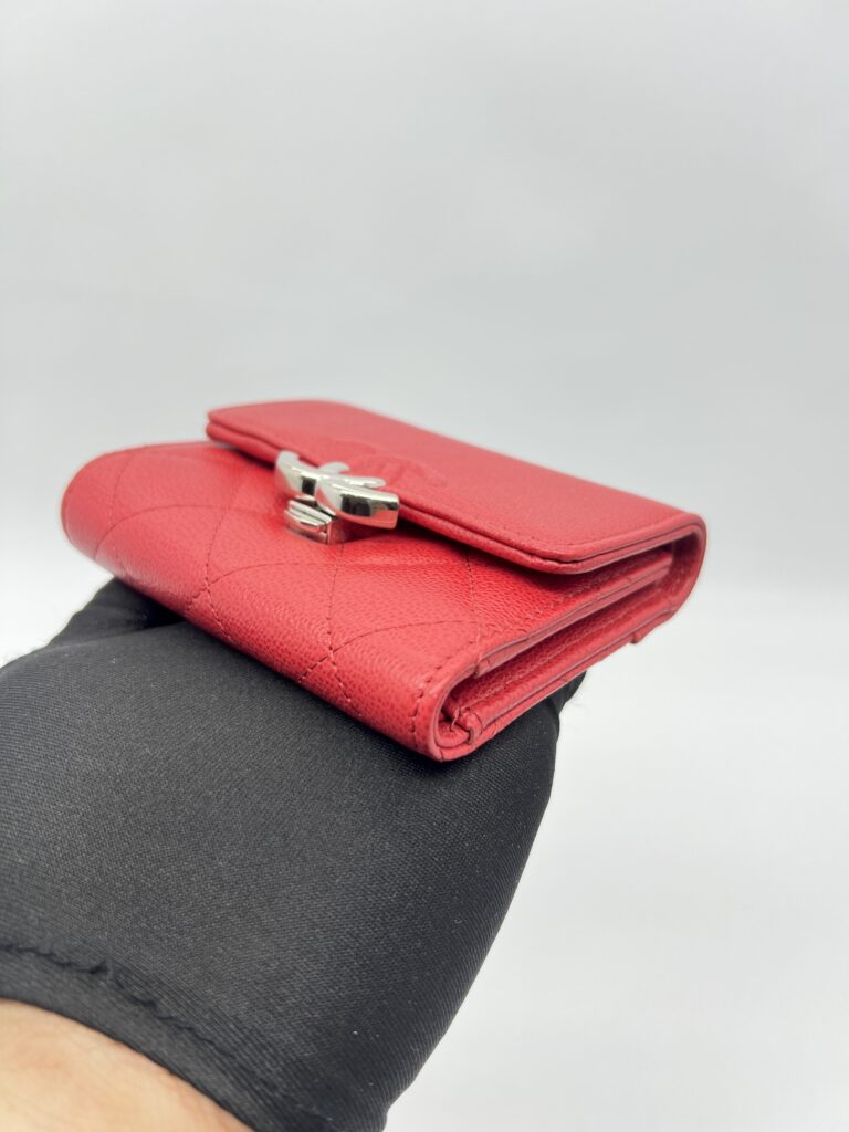 Chanel Trifold Wallet Mini Caviar Red SHW
