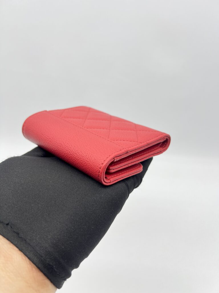 Chanel Trifold Wallet Mini Caviar Red SHW
