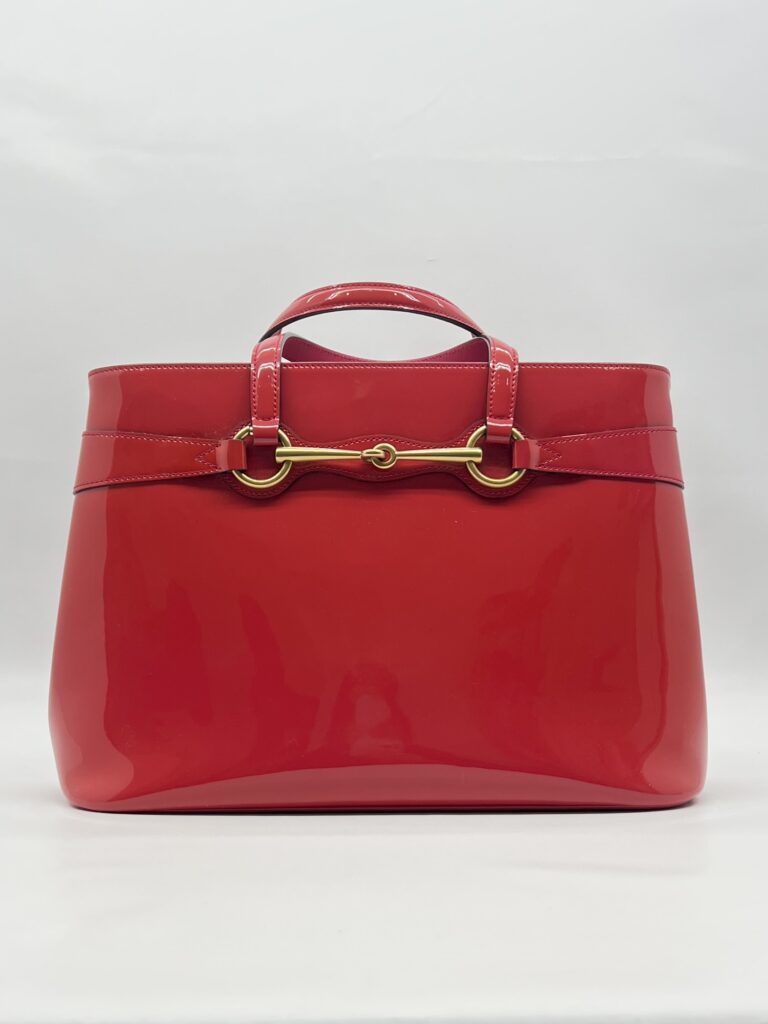 Gucci Horsebit Bright Bit Tote Vernis Red GHW