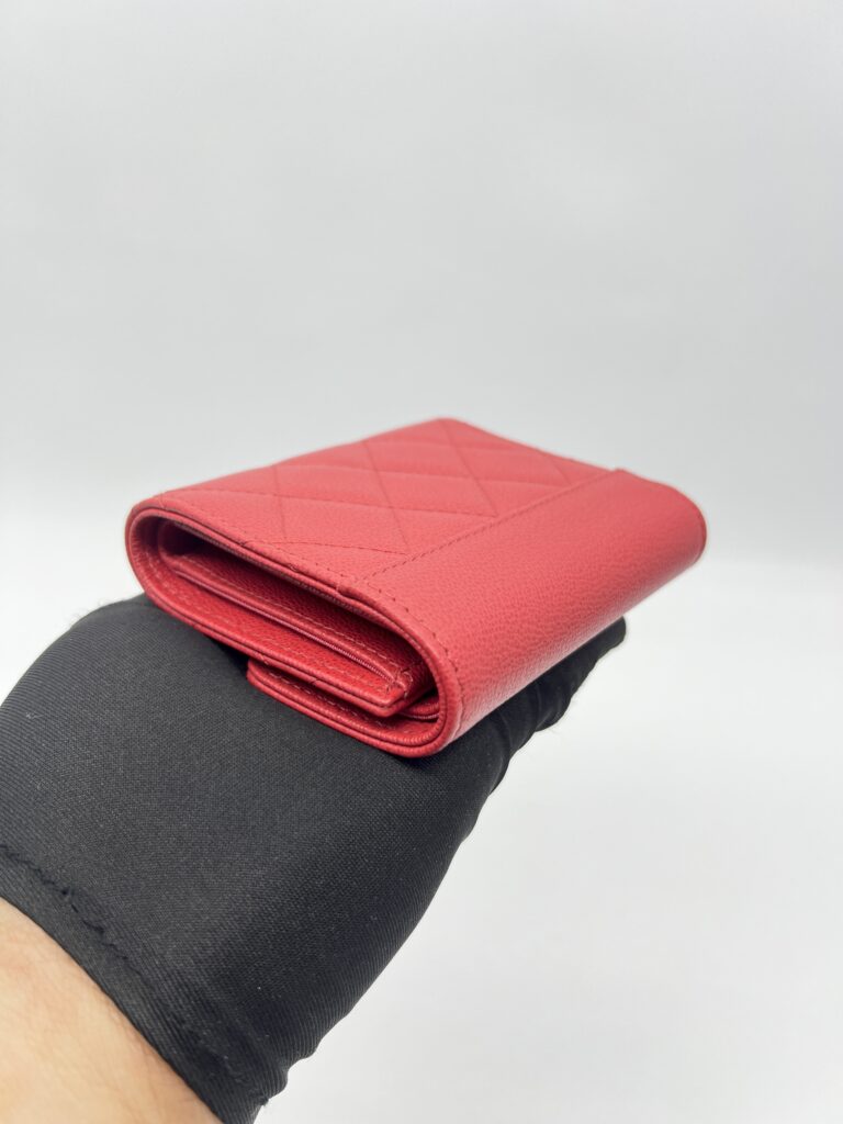 Chanel Trifold Wallet Mini Caviar Red SHW
