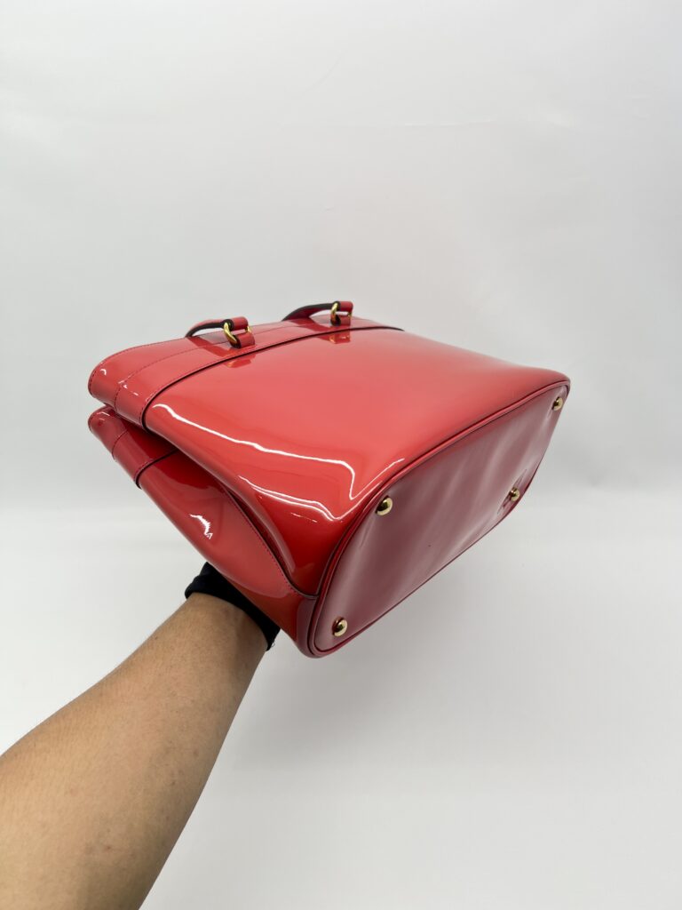 Gucci Horsebit Bright Bit Tote Vernis Red GHW