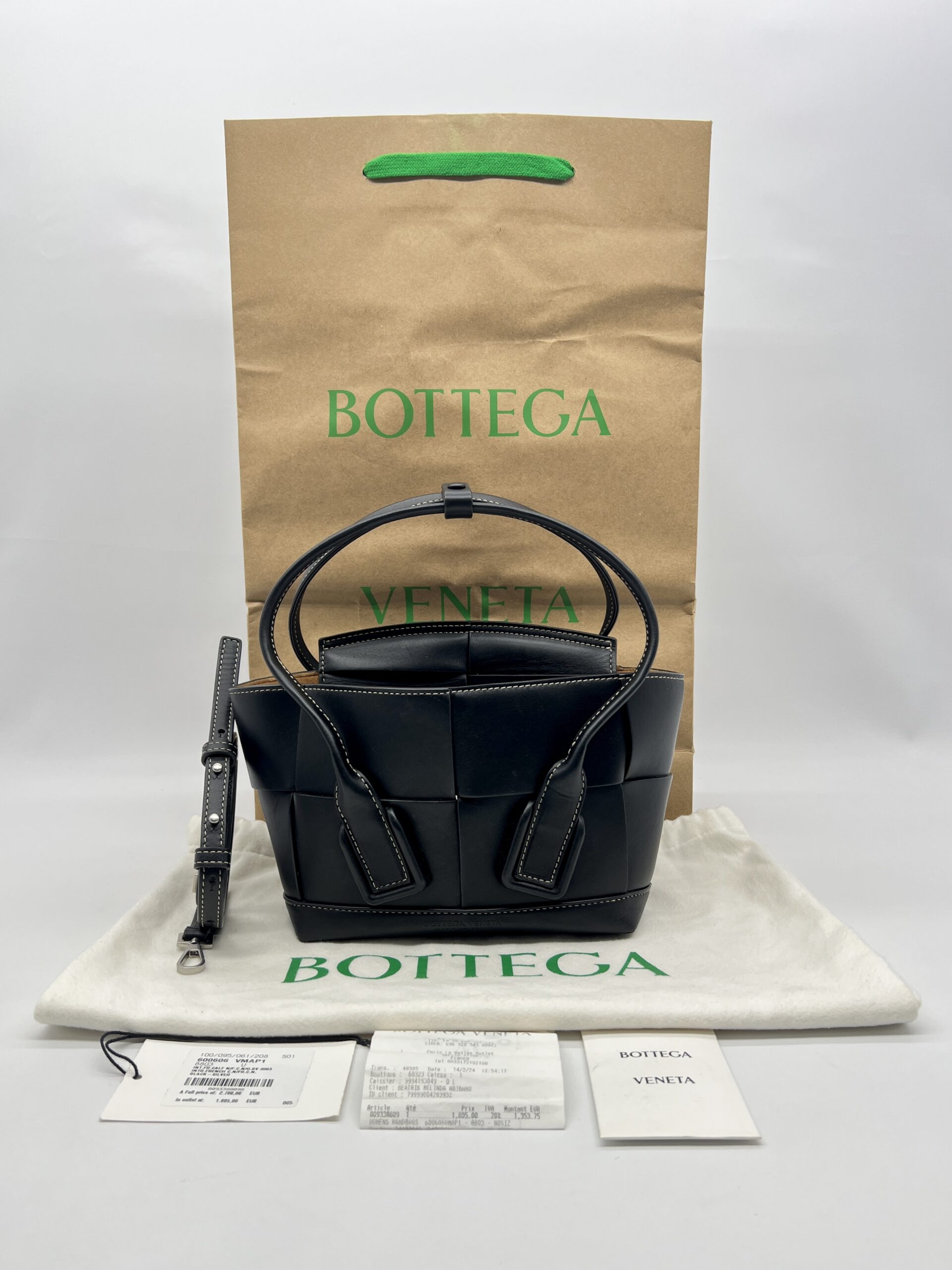 Bottega Veneta Arco Mini Black Intrecciato SHW