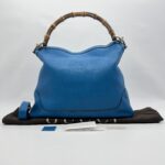 Gucci Diana Bamboo Handle Blue Pebbled