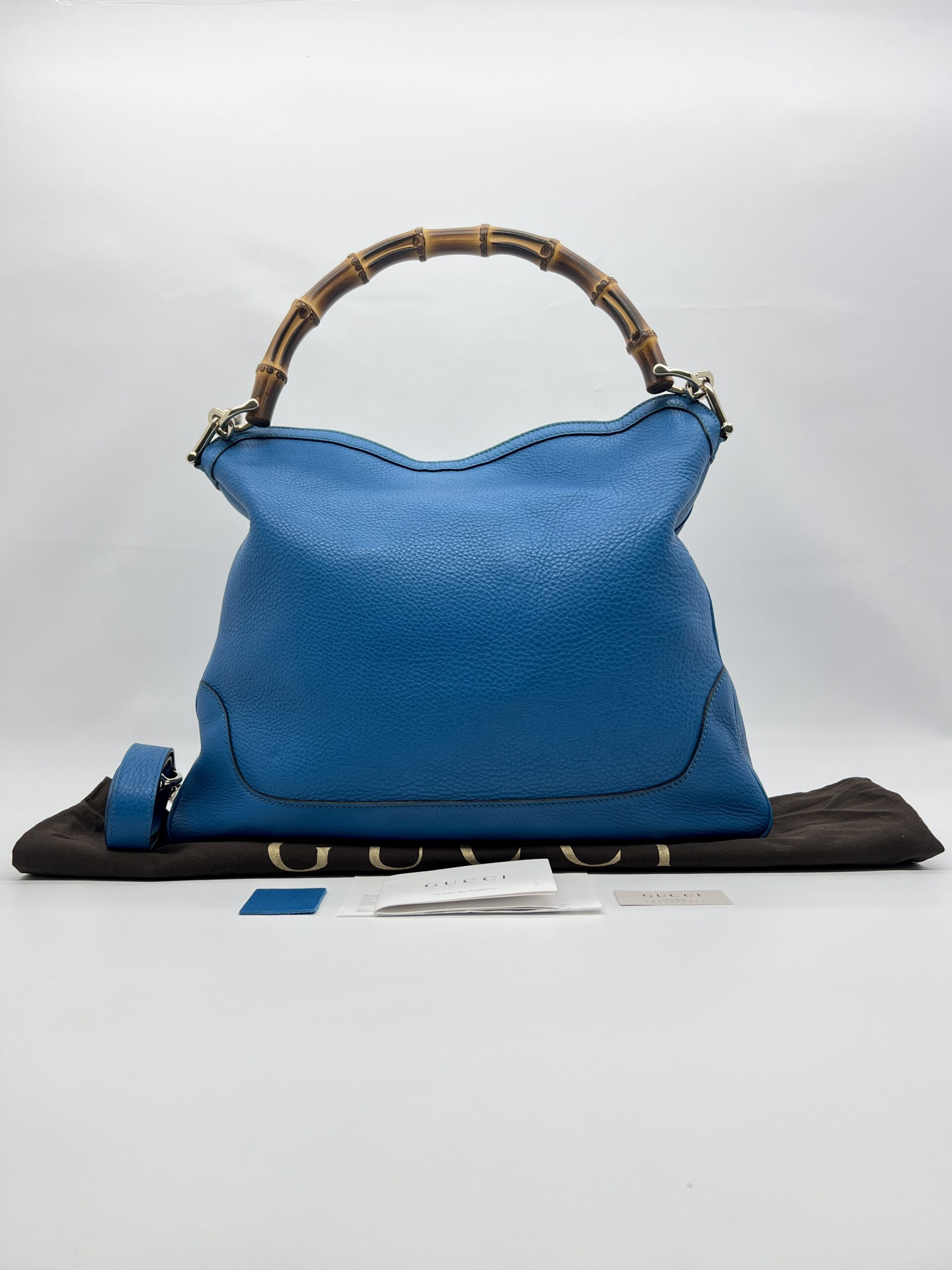 Gucci Diana Bamboo Handle Blue Pebbled