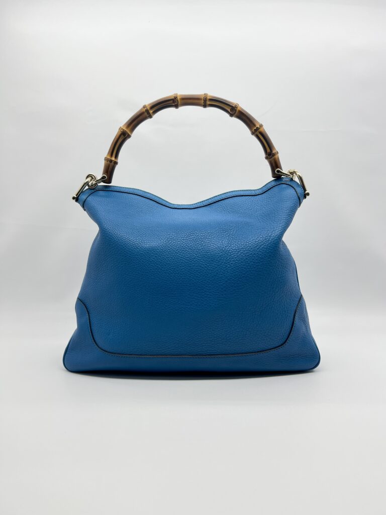 Gucci Diana Bamboo Handle Blue Pebbled