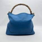 Gucci Diana Bamboo Handle Blue Pebbled