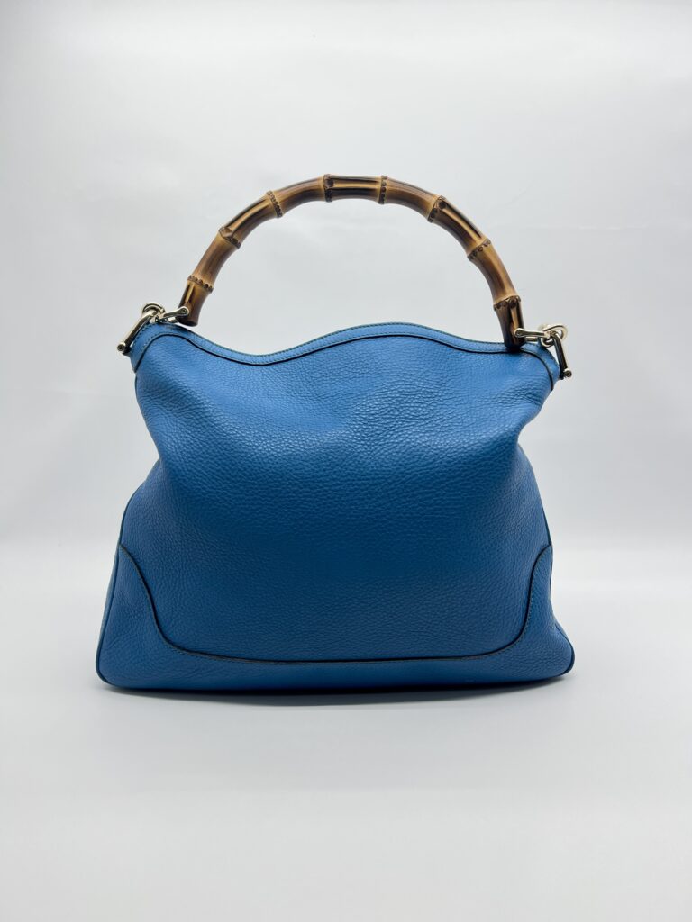 Gucci Diana Bamboo Handle Blue Pebbled