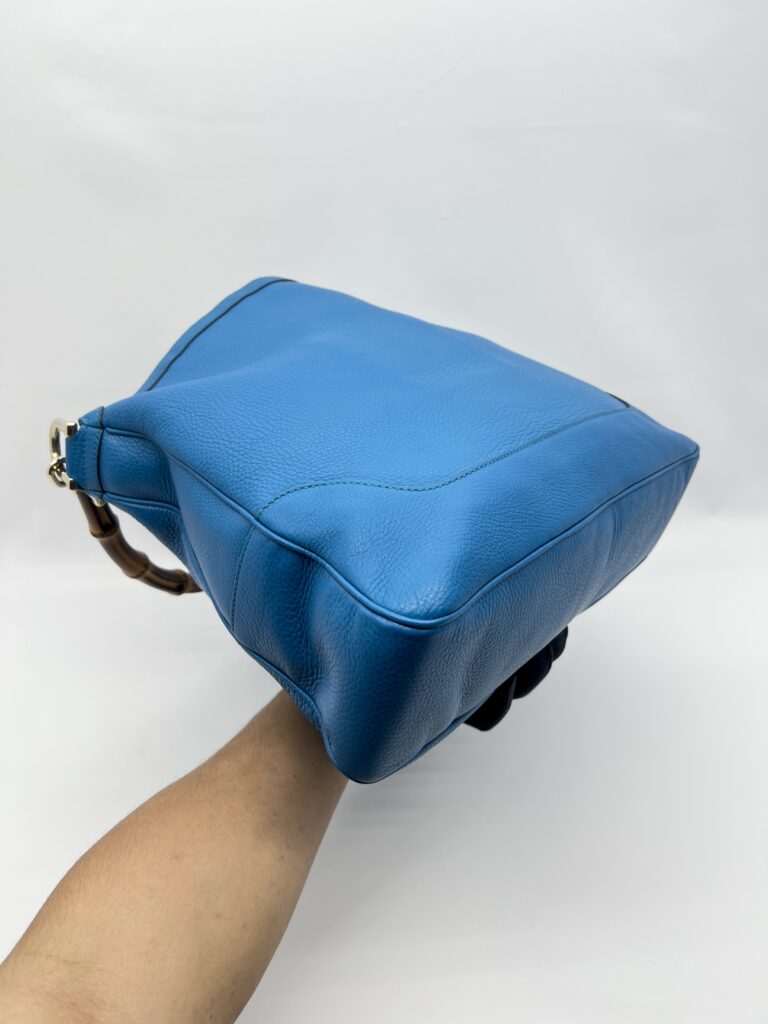 Gucci Diana Bamboo Handle Blue Pebbled