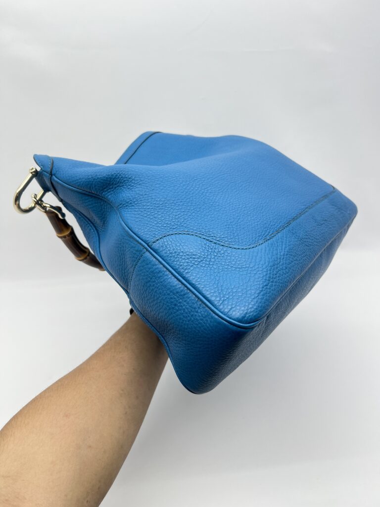 Gucci Diana Bamboo Handle Blue Pebbled