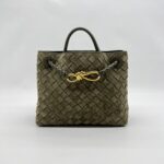 Bottega Veneta Small Andiamo Suede Intrecciato Cypress GHW