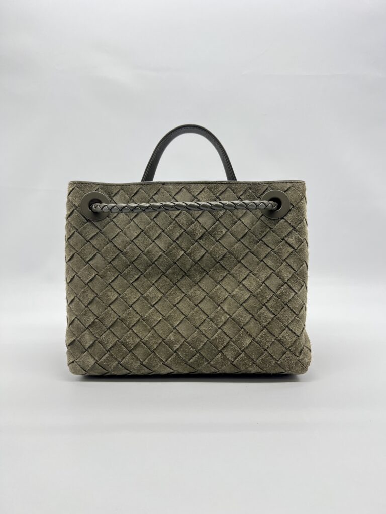Bottega Veneta Small Andiamo Suede Intrecciato Cypress GHW