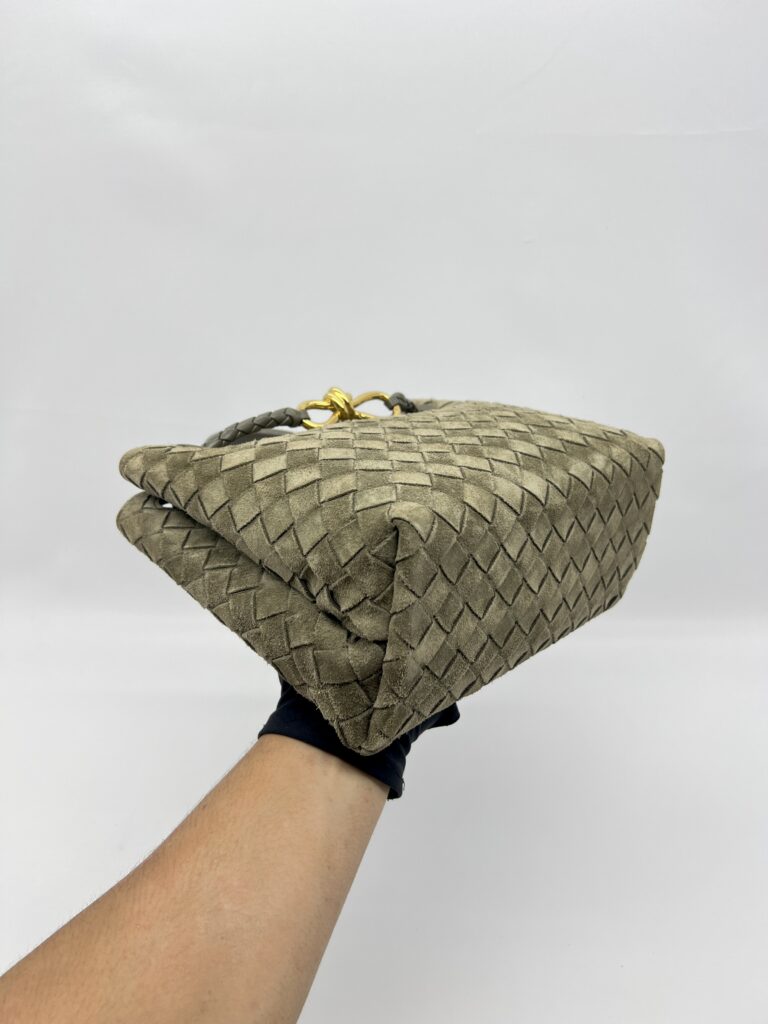 Bottega Veneta Small Andiamo Suede Intrecciato Cypress GHW