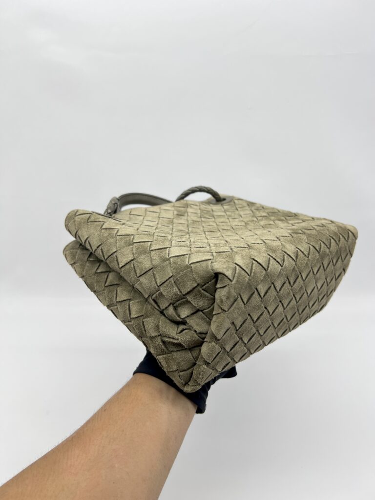 Bottega Veneta Small Andiamo Suede Intrecciato Cypress GHW