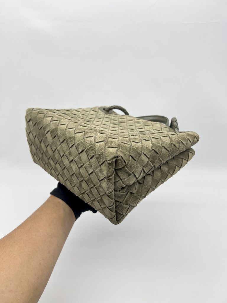 Bottega Veneta Small Andiamo Suede Intrecciato Cypress GHW