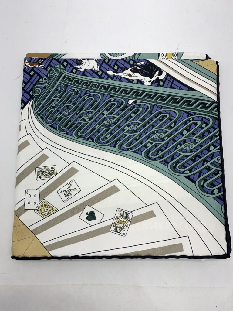 Hermes Carre Twill Mystere Scarf Camel/ Vert/ Blanc