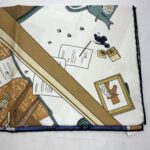 Hermes Carre Twill Mystere Scarf Camel/ Vert/ Blanc
