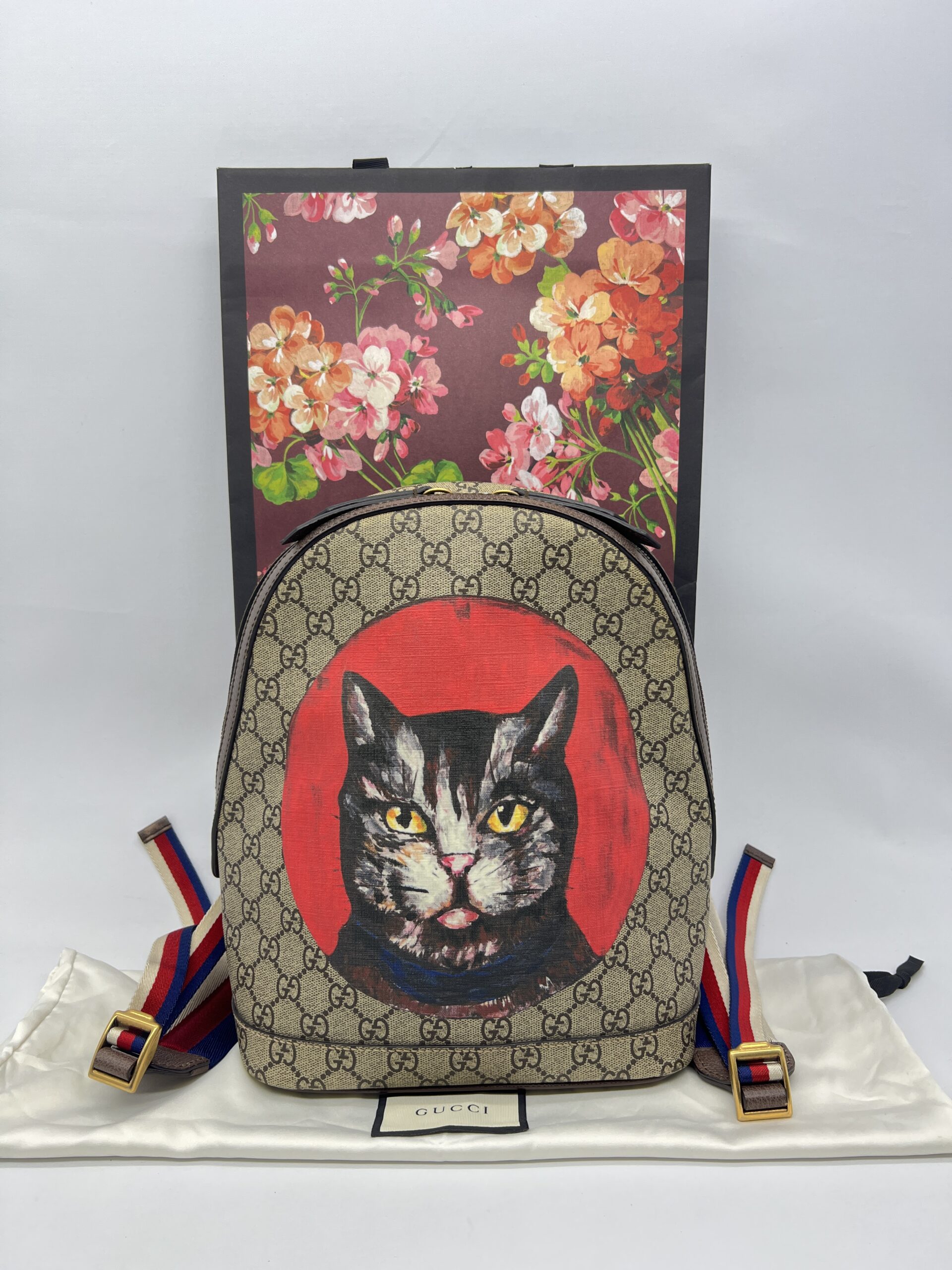 Gucci Bosco Backpack Cat GG Supreme Canvas