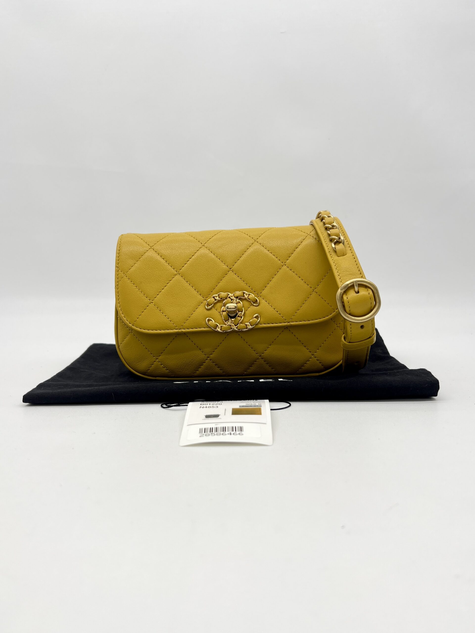 Chanel Chain Infinity Waist Belt Bag Yellow GHW