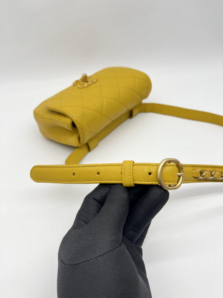 Chanel Chain Infinity Waist Belt Bag Yellow GHW