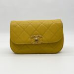 Chanel Chain Infinity Waist Belt Bag Yellow GHW