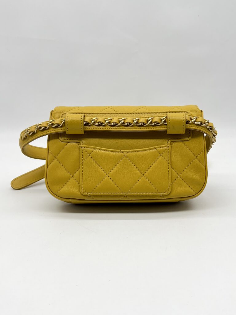 Chanel Chain Infinity Waist Belt Bag Yellow GHW