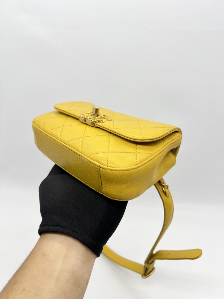 Chanel Chain Infinity Waist Belt Bag Yellow GHW