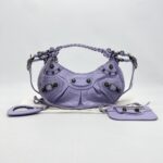 Balenciaga Le Cagole XS Croco Lilac SHW