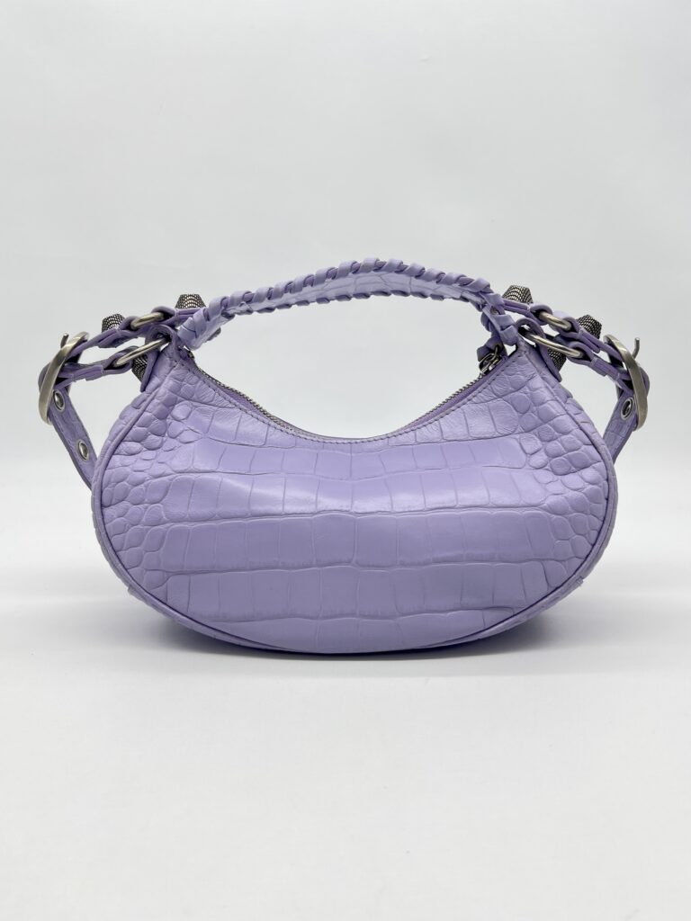 Balenciaga Le Cagole XS Croco Lilac SHW