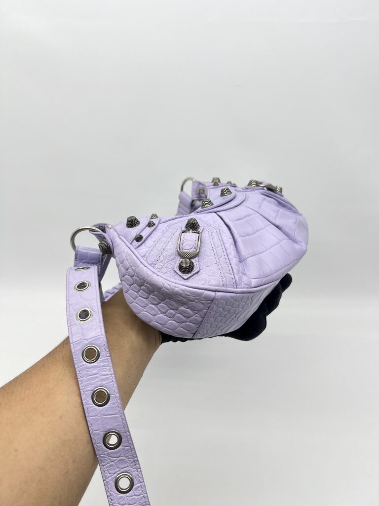Balenciaga Le Cagole XS Croco Lilac SHW