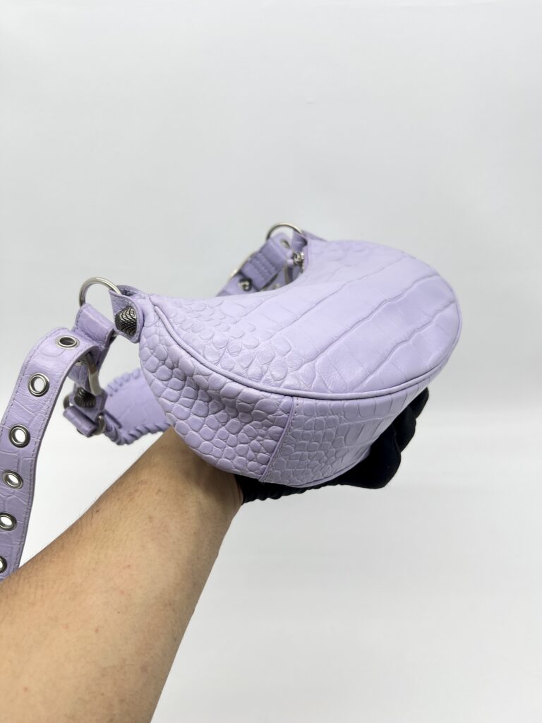 Balenciaga Le Cagole XS Croco Lilac SHW