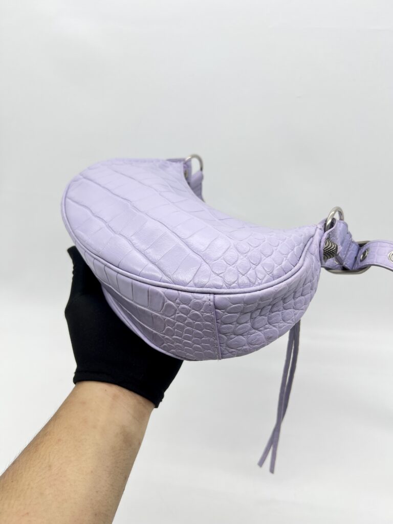 Balenciaga Le Cagole XS Croco Lilac SHW