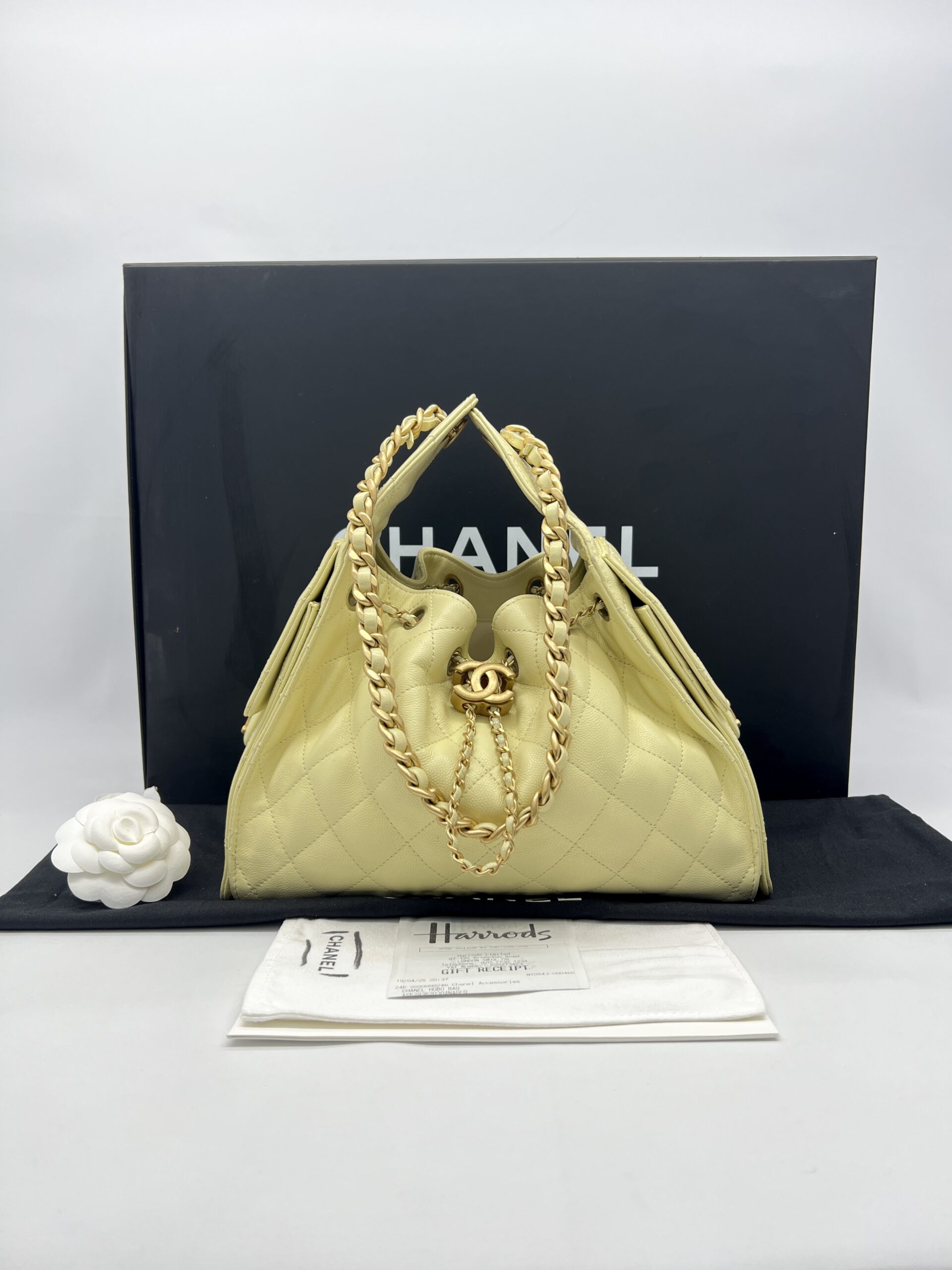 Chanel C25 Small Caviar Light Yellow GHW