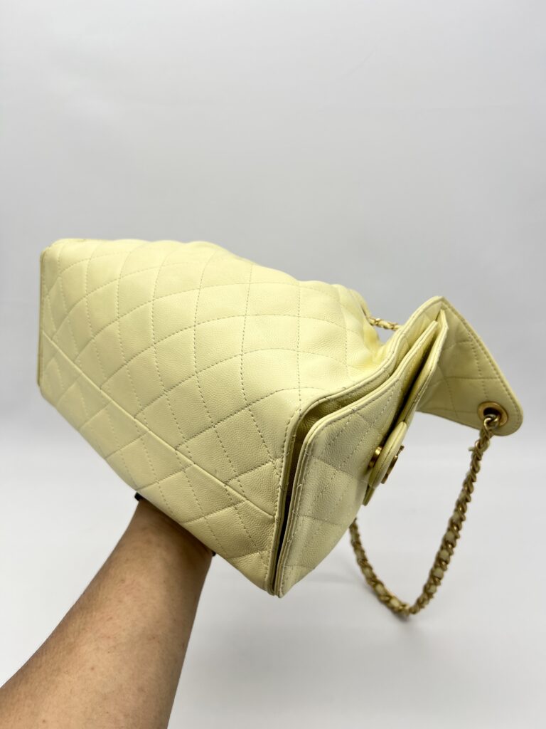 Chanel C25 Small Caviar Light Yellow GHW