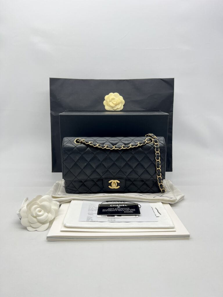 Chanel Medium Classic D Flap Caviar Black GHW
